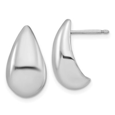 Puff Teardrop Post Earrings Sterling Silver Rhodium-plated Polished QLE1561 196904318287