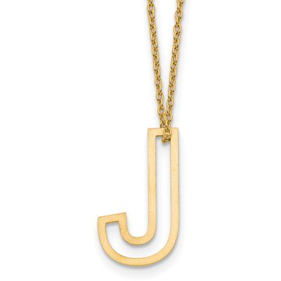 Cut Out Slide Initial J Necklace Sterling Silver Gold-plated XNA1474GP/J