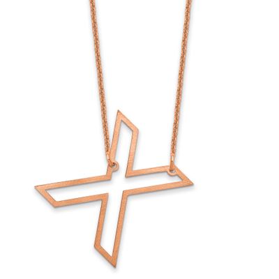 Sideways Cut Out Initial x Necklace 14k Rose Gold XNA1473R/X
