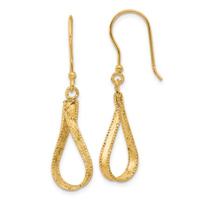 Diamond-Cut Dangle Earrings 14k Gold Polished LE2649 196904337424