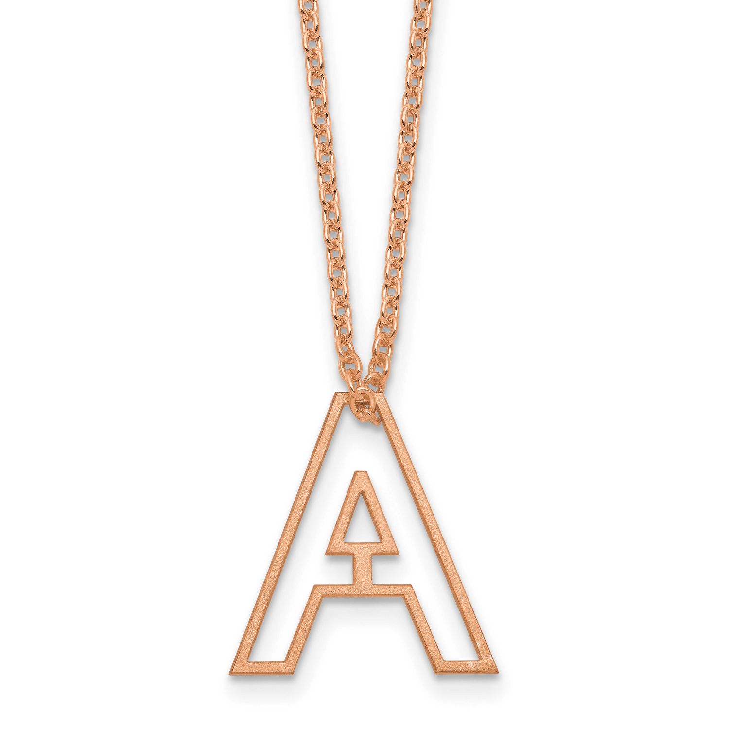 Rose Gold-Plated Cut Out Slide Initial A Necklace Sterling Silver XNA1474RP/A