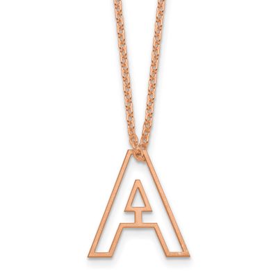 Rose Gold-Plated Cut Out Slide Initial A Necklace Sterling Silver XNA1474RP/A