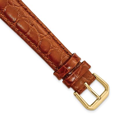 Debeer 16mm Havana Alligator Grain Leather with Gold-Tone Buckle 7.5 Inch Watch Band BA24-16 886774…