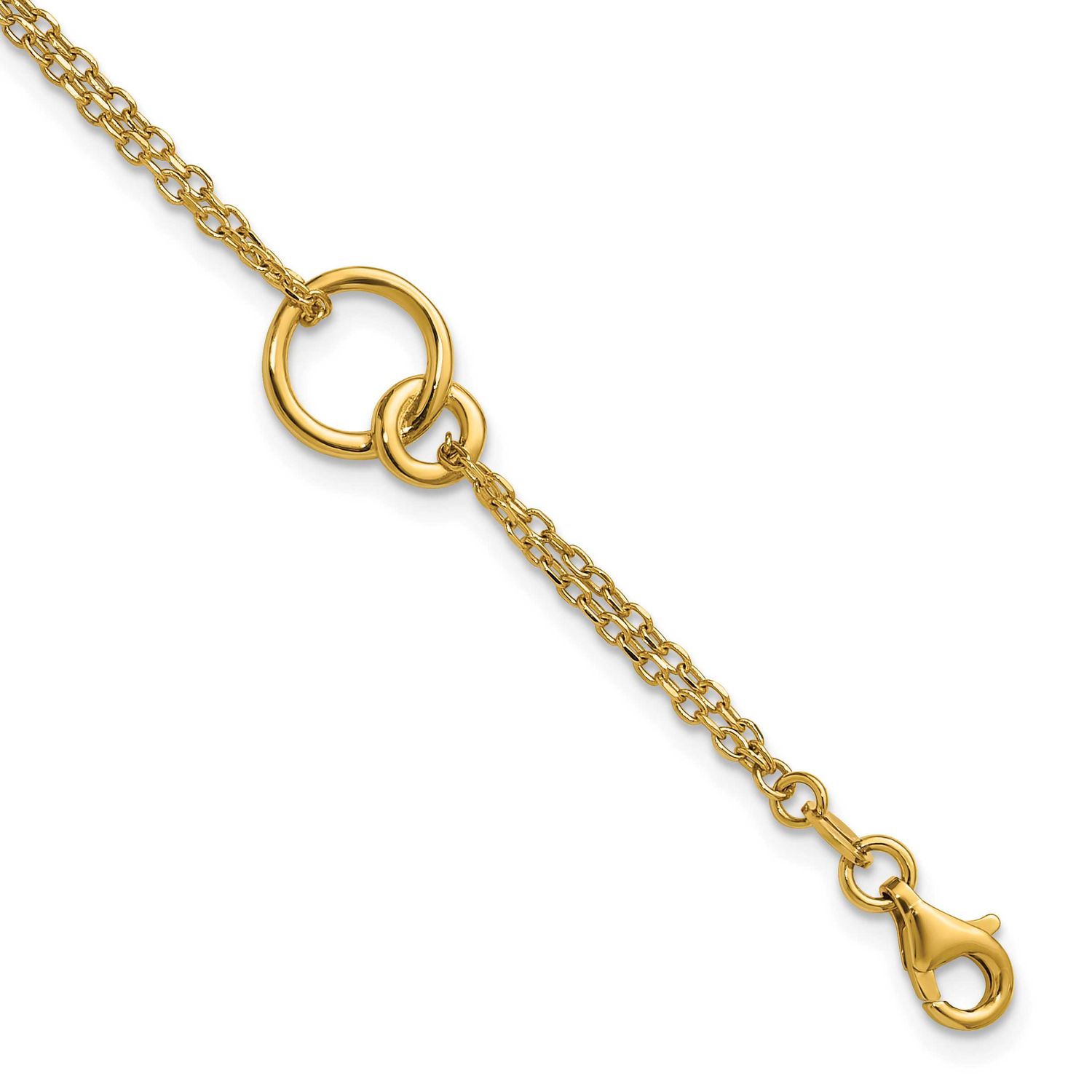 2-Strand Double Circle with .5 Inch Extender Bracelet 14k Gold Polished LF2245-7