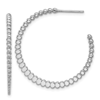 Polished J-Hoop Earrings Sterling Silver Rhodium-plated QLE1479
