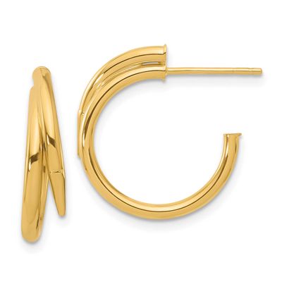 J-Hoop Earrings 14k Gold Polished LE2598 196904343388