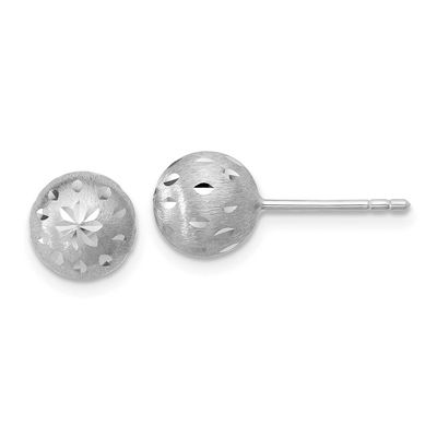 Polished Brushed Diamond-Cut Ball Post Earrings Sterling Silver Rhodium-plated QLE1532 196904322086