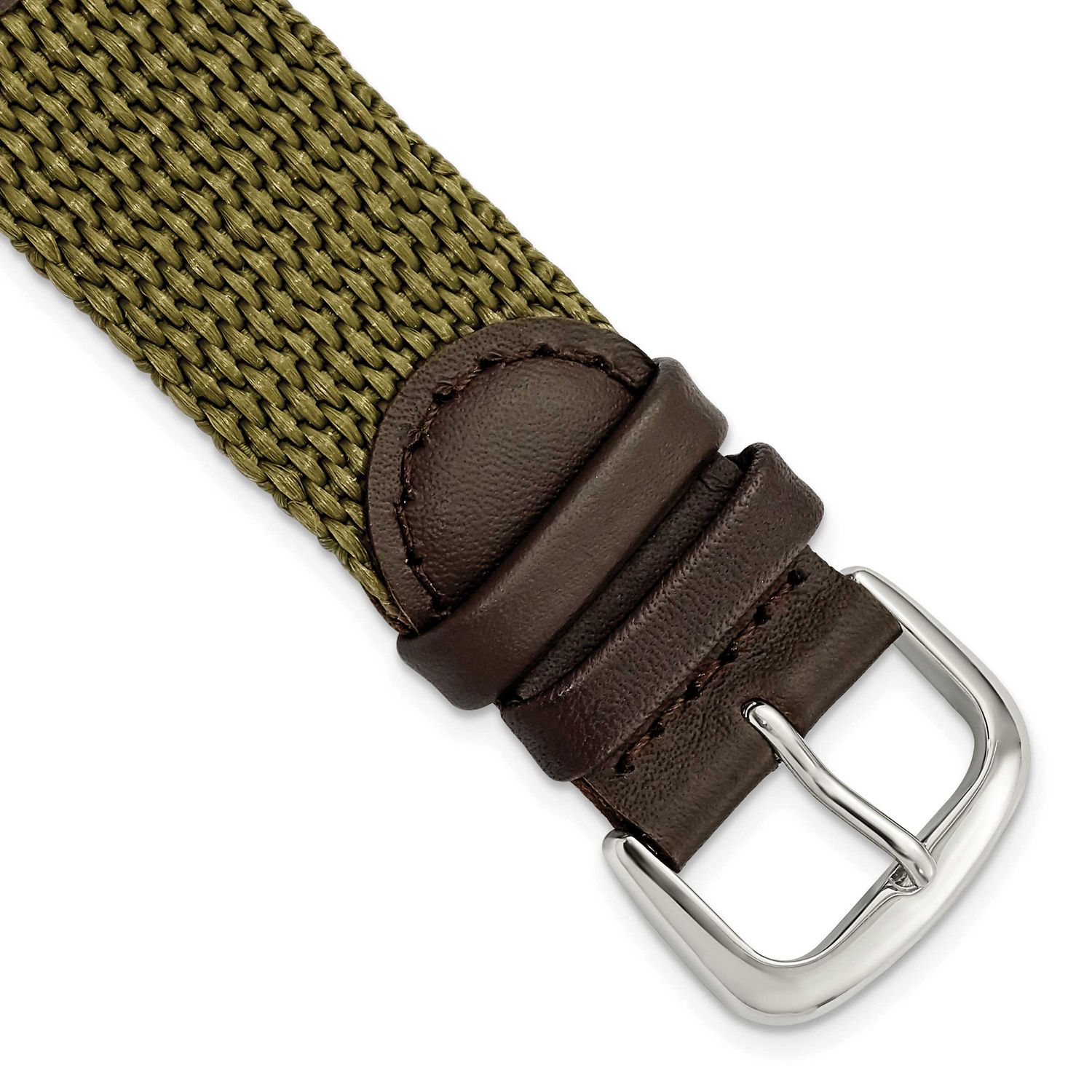 Debeer 20mm Olive Army Style Nylon and Brown Leather with Stainless Steel Buckle and Quick Release …