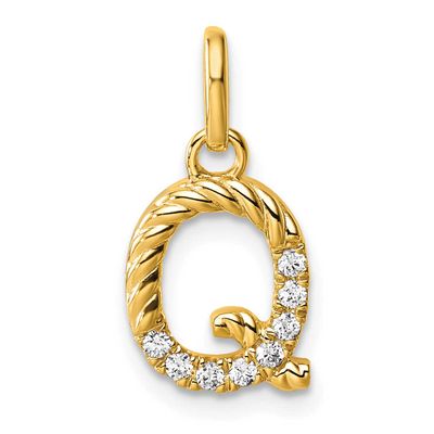 Twisted .07 Ct. Diamond Initial Q Charm 14k Gold PM10732Q-YA