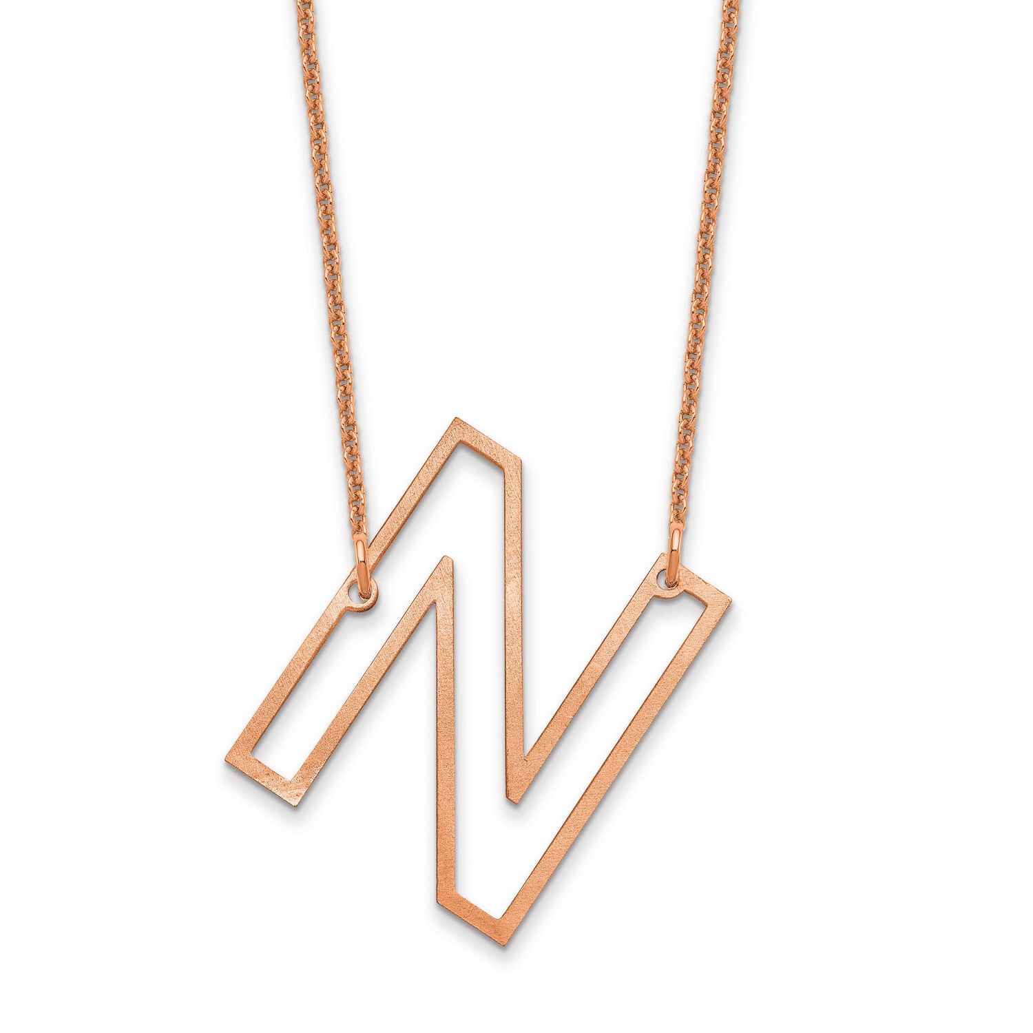 Sideways Cut Out Initial N Necklace 14k Rose Gold XNA1473R/N