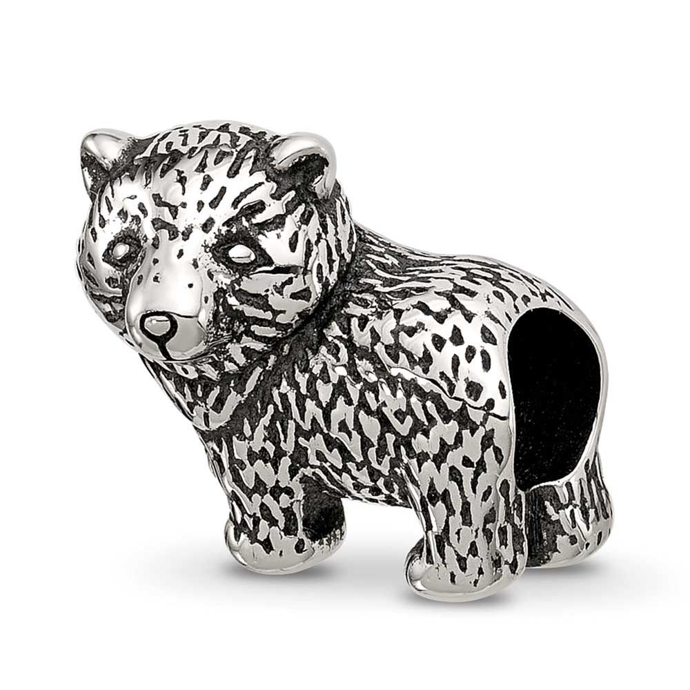 Antiqued Bear Bead Sterling Silver QRS4520 196904279069