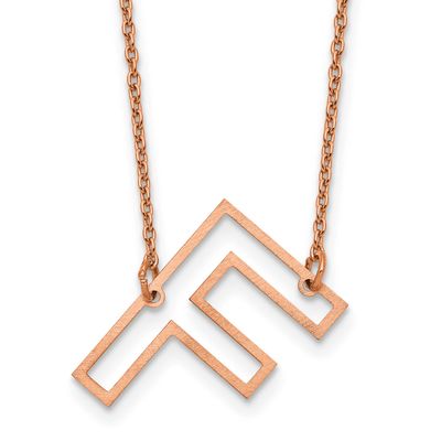 Rose Gold-Plated Sideways Cut Out Initial F Necklace Sterling Silver XNA1473RP/F
