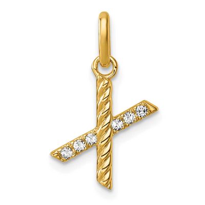 Twisted .05 Ct. Diamond Initial x Charm 14k Gold PM10732X-YA