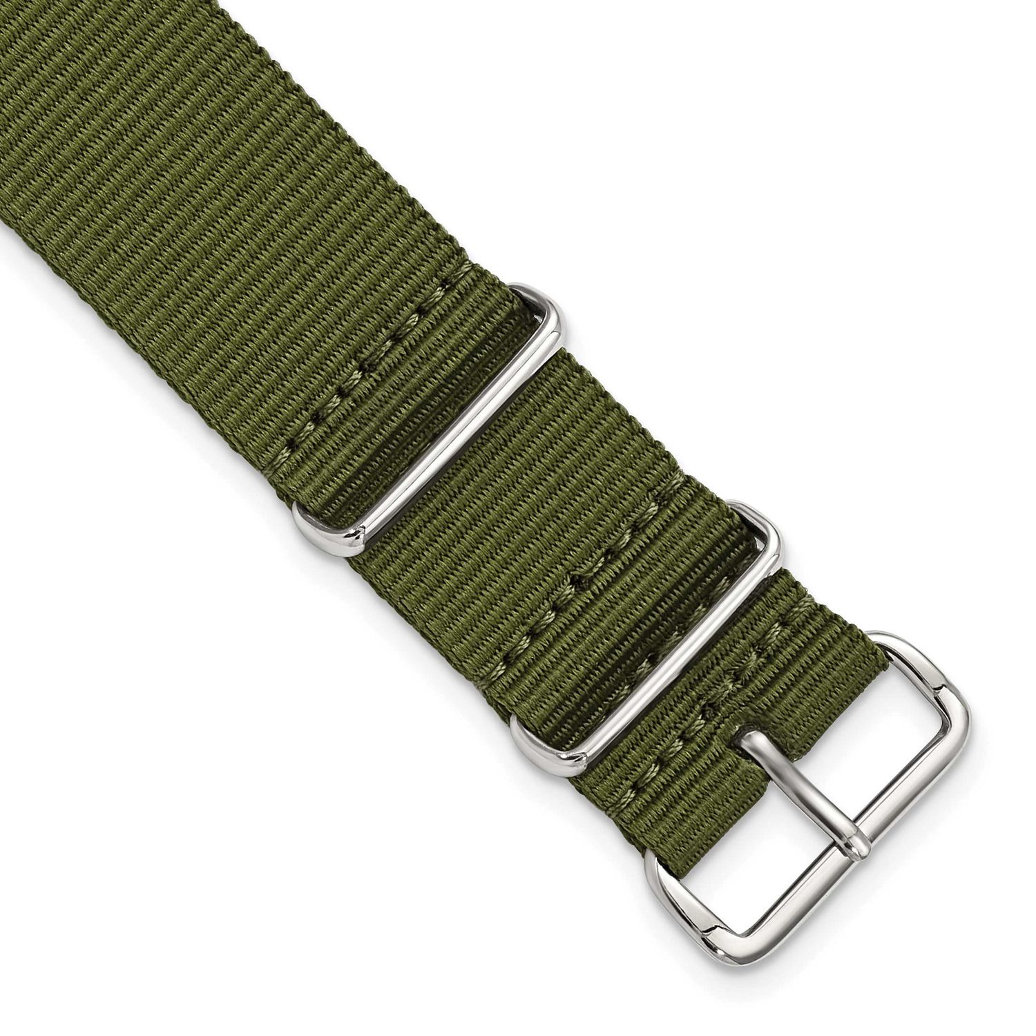Debeer 16mm One-Piece Olive Military Ballistic G10 Nylon with Silver-Tone Buckle 10.75 Inch Watch B…