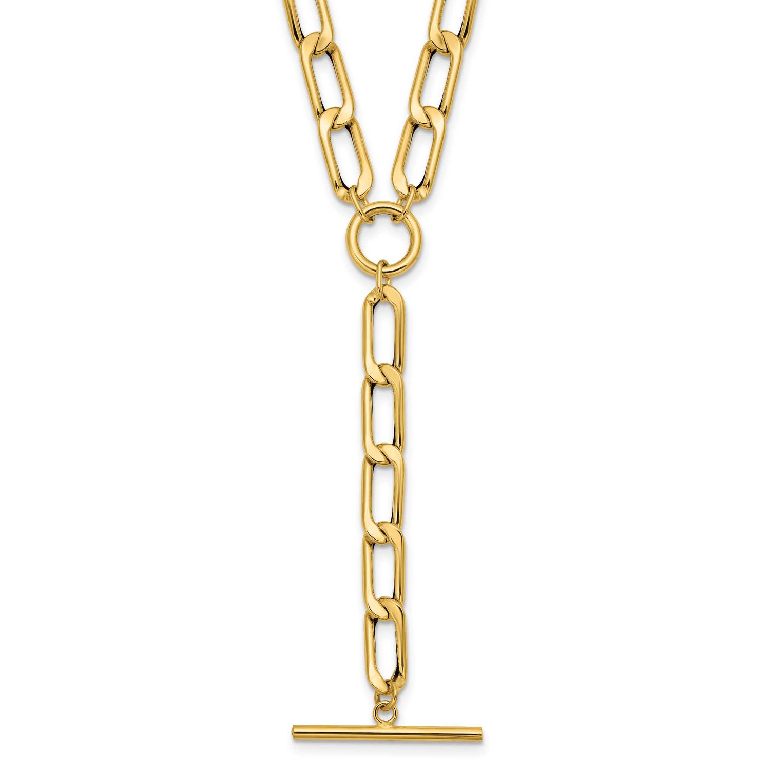 Flat Oval Link Drop with 2 Inch Extender Choker Necklace 14k Gold Polished LF1844-14.5 196904329214