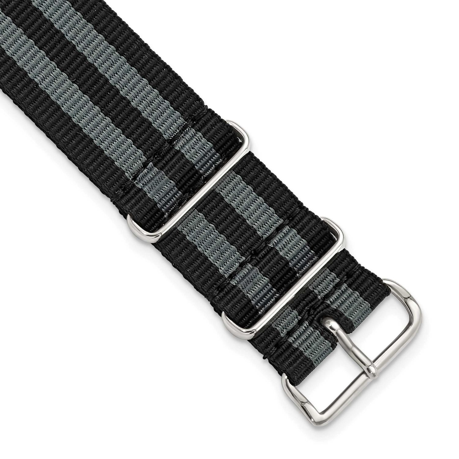 Debeer 16mm One-Piece Black and Grey Striped Military Ballistic G10 Nylon with Silver-Tone Buckle 1…