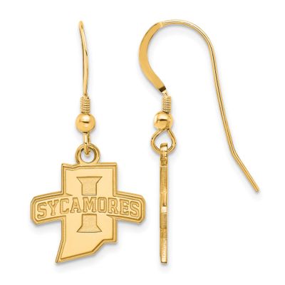 Indiana State University Sycamores Small Dangle Wire Earrings Sterling Silver Gold-plated GP003ISU …