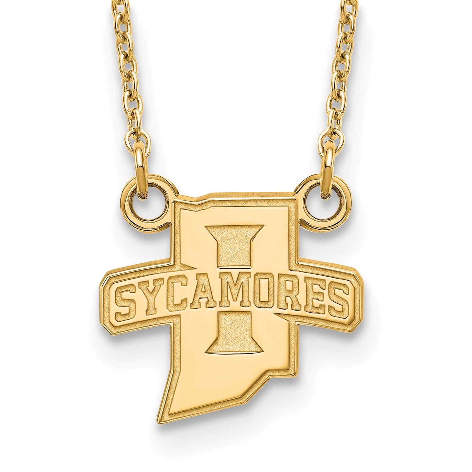 Indiana State University Sycamores Small Pendant 18 Inch Necklace Sterling Silver Gold-plated GP008…