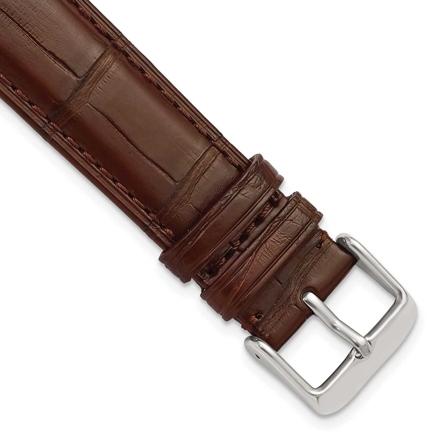 Debeer 19mm Havana Matte Genuine Louisiana Alligator Leather with Silver-Tone Buckle 7.5 Inch Watch…