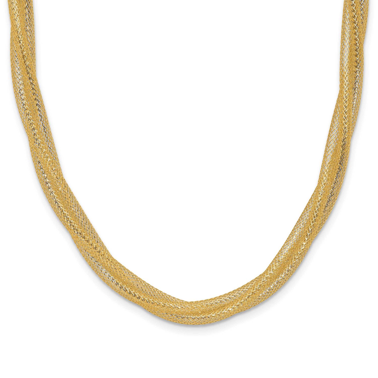 Mesh Twist Stretch Necklace 14k Gold LF1817-17 196904336694