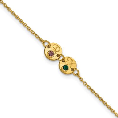 2 Disc with Initial and Birthstone Bracelet 14k Gold XNA1523/2Y