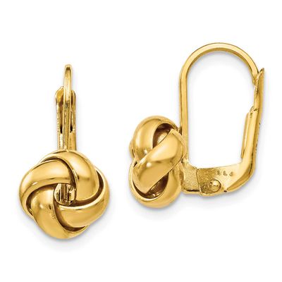 Love Knot Leverback Earrings 10k Gold Polished 10LE686
