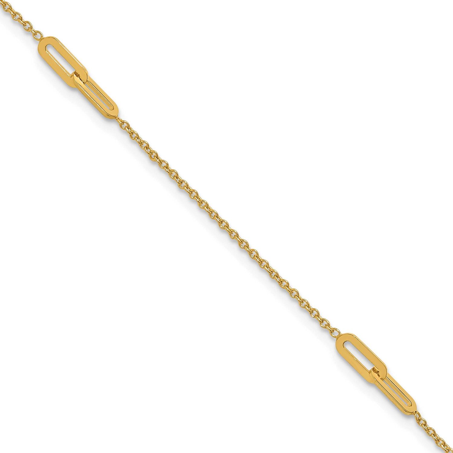 Fancy 10 Inch Plus 1 Inch Extender Anklet 10k Gold Polished 10LF641-10 196904343012