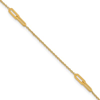 Fancy 10 Inch Plus 1 Inch Extender Anklet 10k Gold Polished 10LF641-10 196904343012