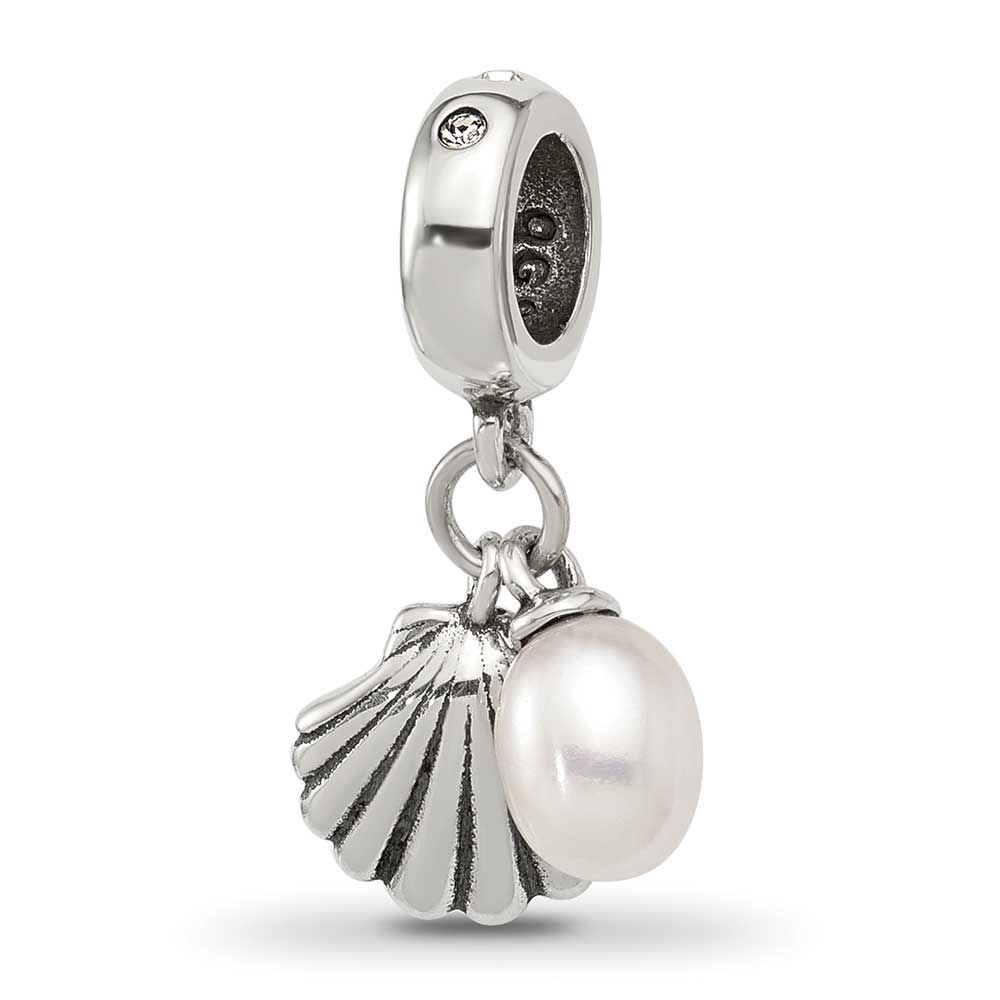 Shell &amp; Freshwater Pearl Dangle Bead Sterling Silver QRS4516 196904279151