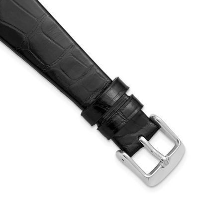 Debeer 18mm Black Flat Genuine Louisiana Alligator Leather with Silver-Tone Buckle 7.5 Inch Watch B…