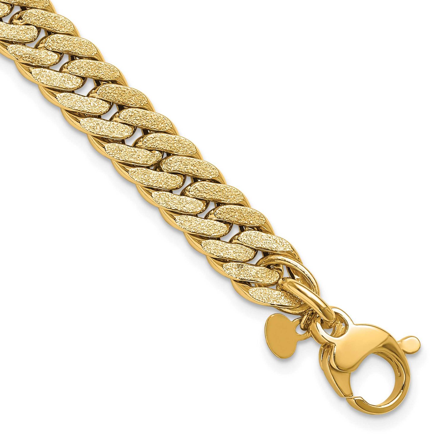 Reversible Fancy Curb Bracelet 14k Gold Polished and Satin LF1964-7.5 196904258774