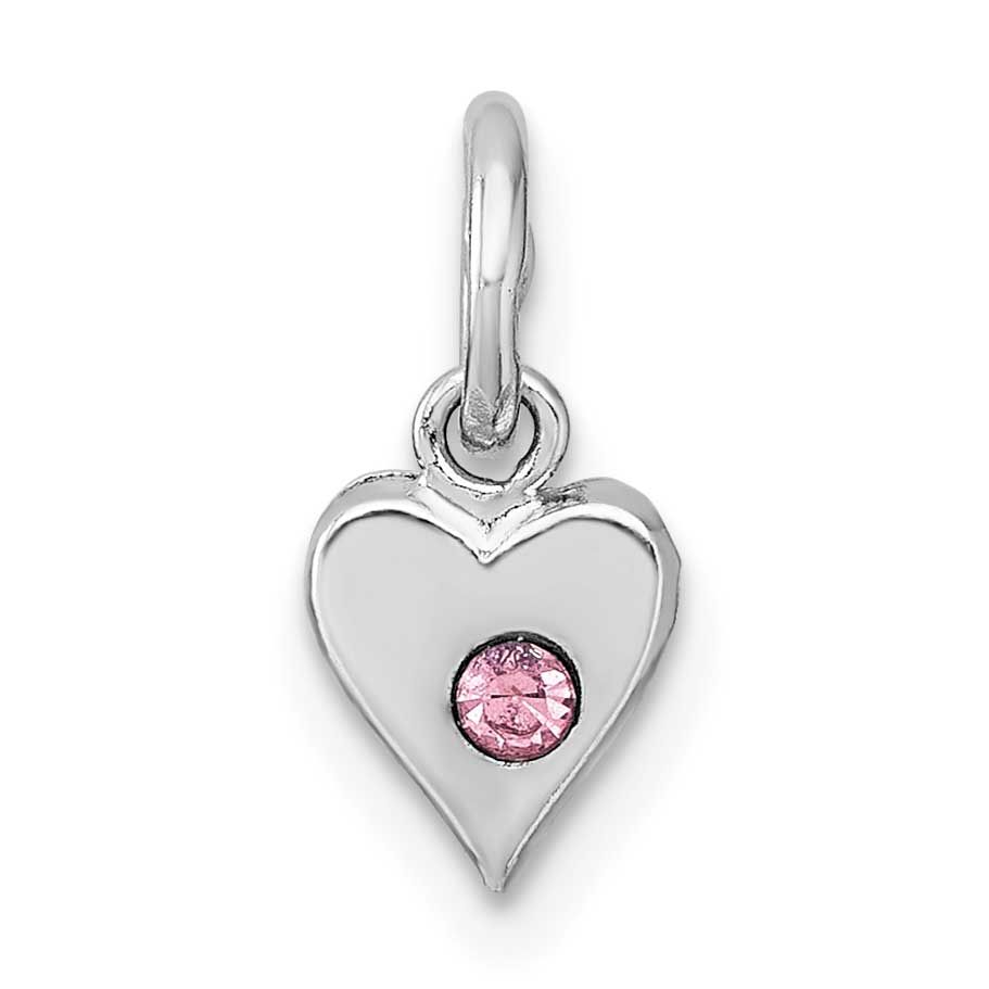 Madi K Pink Crystal Heart Children&#39;s Pendant Sterling Silver Rhodium-plated QP5948