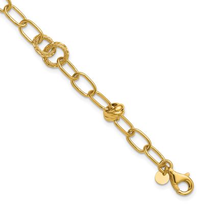 Diamond-Cut Fancy with .75 Inch Extender Bracelet 14k Gold Polished and Textured LF2206-7.25 196904…
