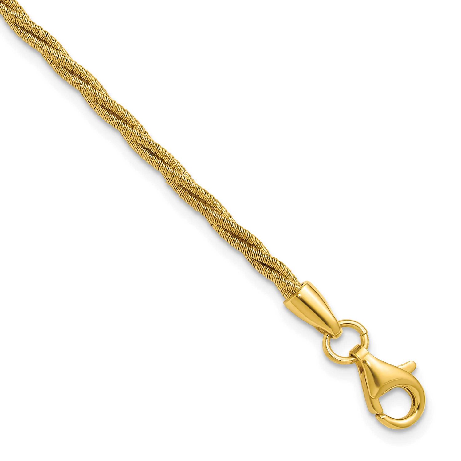 Gold-Plated Twisted Wire-Wrapped with 1 Inch Extender Bracelet Sterling Silver QLF1469Y-7