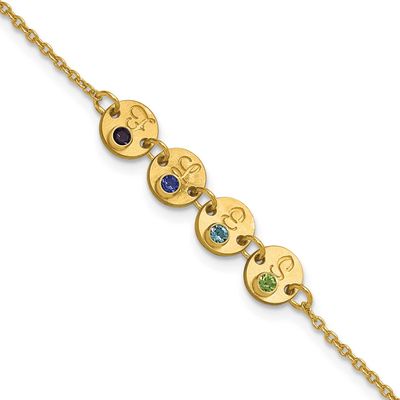4 Disc with Initial and Birthstone Bracelet 14k Gold XNA1523/4Y