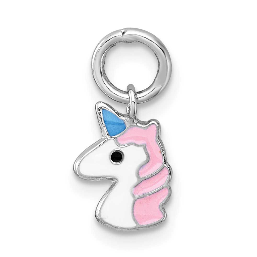 Madi K Enamel Unicorn Children&#39;s Pendant Sterling Silver Rhodium-plated QP5983