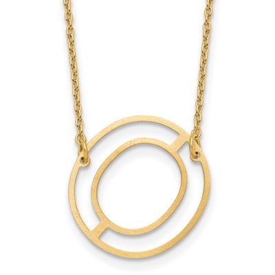Sideways Cut Out Initial O Necklace 14k Gold XNA1473Y/O
