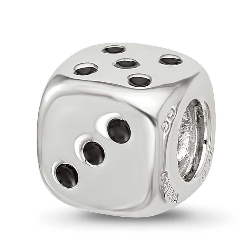 Enamel 6 Sided Dice Bead Sterling Silver QRS4563 196904279120