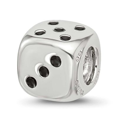 Enamel 6 Sided Dice Bead Sterling Silver QRS4563 196904279120