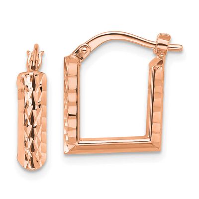Rose Rh-Plat Polished/Diamond-Cut Square Hoop Earrings 14k Gold LE2691R 196904342688