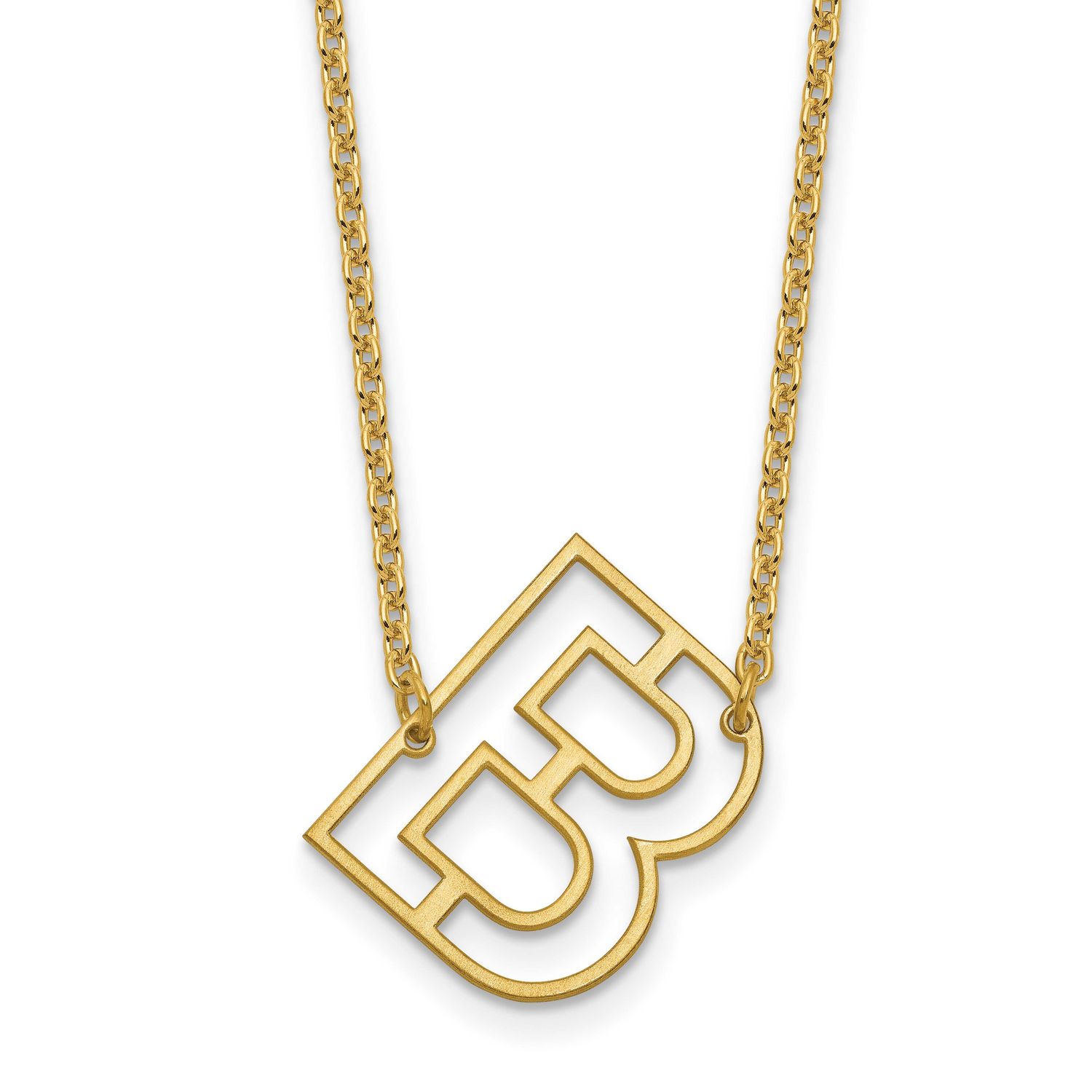 Sideways Cut Out Initial B Necklace 14k Gold XNA1473Y/B