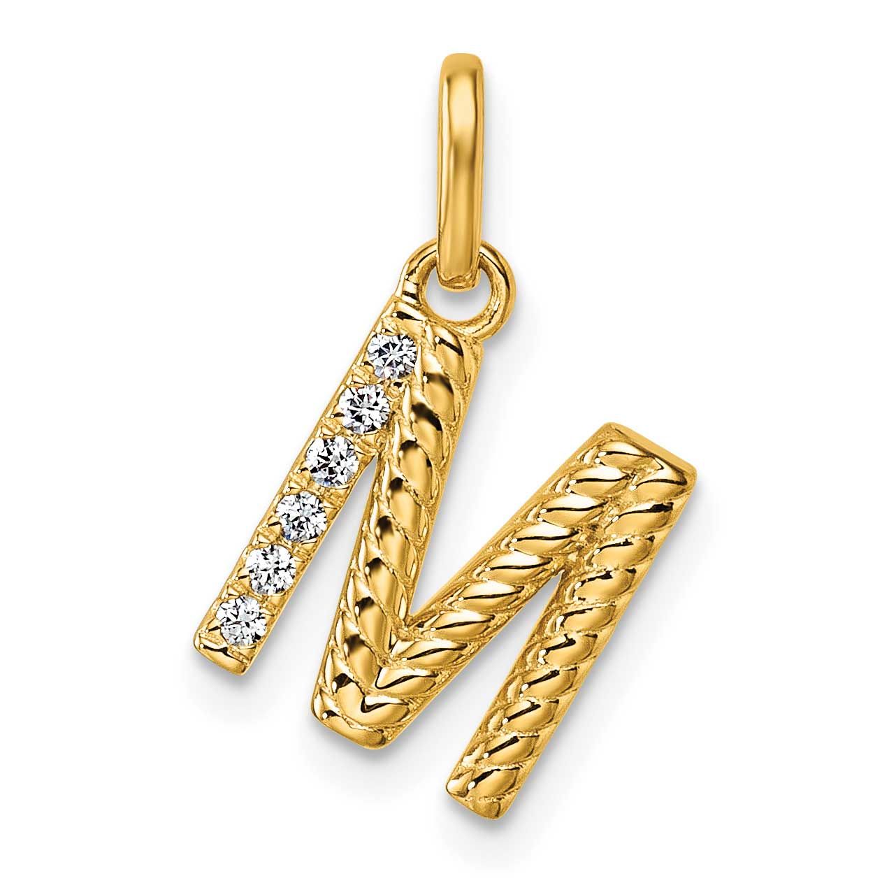 Twisted .05 Ct. Diamond Initial M Charm 14k Gold PM10732M-YA