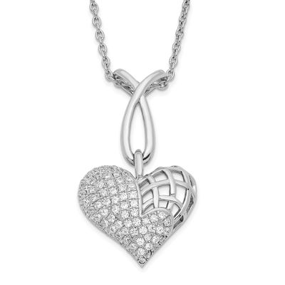 CZ Brilliant Embers Polished Heart Necklace Sterling Silver QMP182-18 191101414558