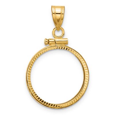 Diamond-Cut 17.8mm x 1.35mm Screw Top Coin Bezel Pendant 10k Gold Polished 10C1885D/17.8