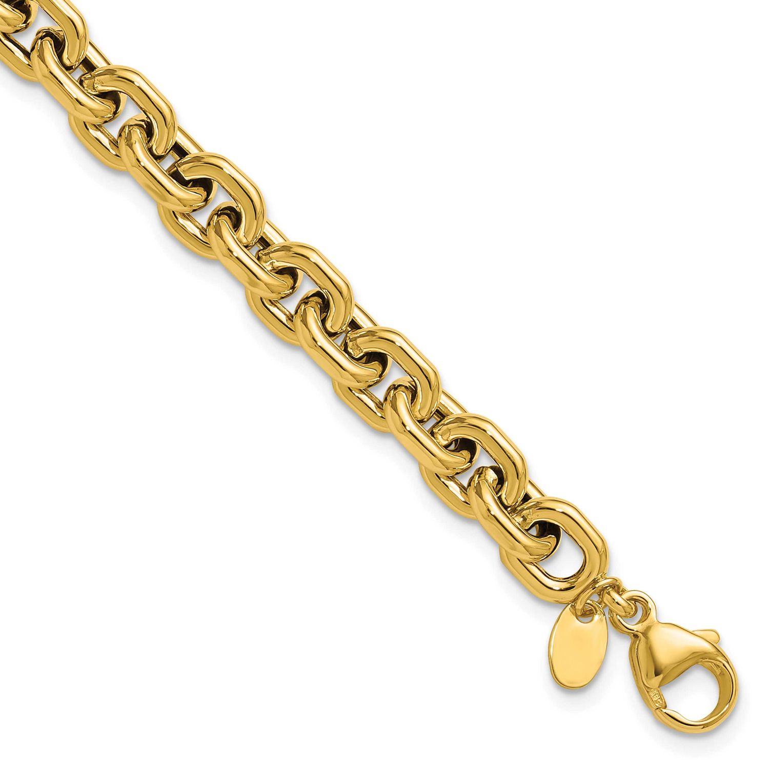 7.0mm Flat Edge Cable Link Bracelet 14k Gold Polished LF2224-7.5 196904317457