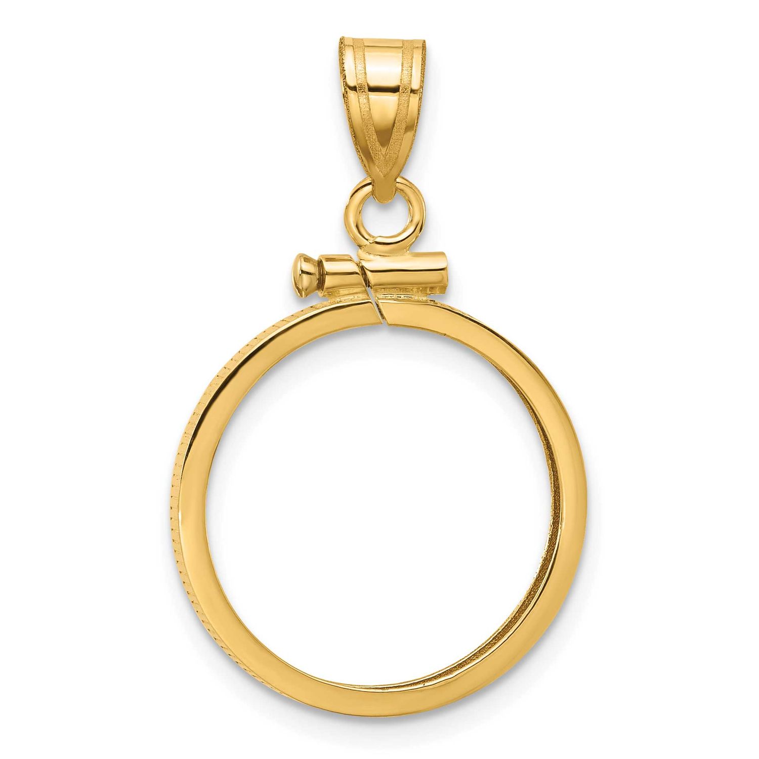 17.8mm x 1.35mm Screw Top Coin Bezel Pendant 10k Gold Polished 10C1885/17.8