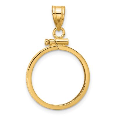 17.8mm x 1.35mm Screw Top Coin Bezel Pendant 10k Gold Polished 10C1885/17.8