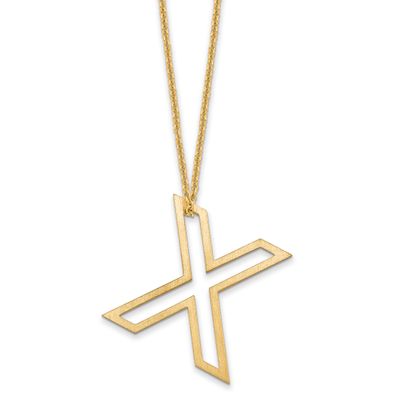 Cut Out Slide Initial x Necklace 14k Gold XNA1474Y/X
