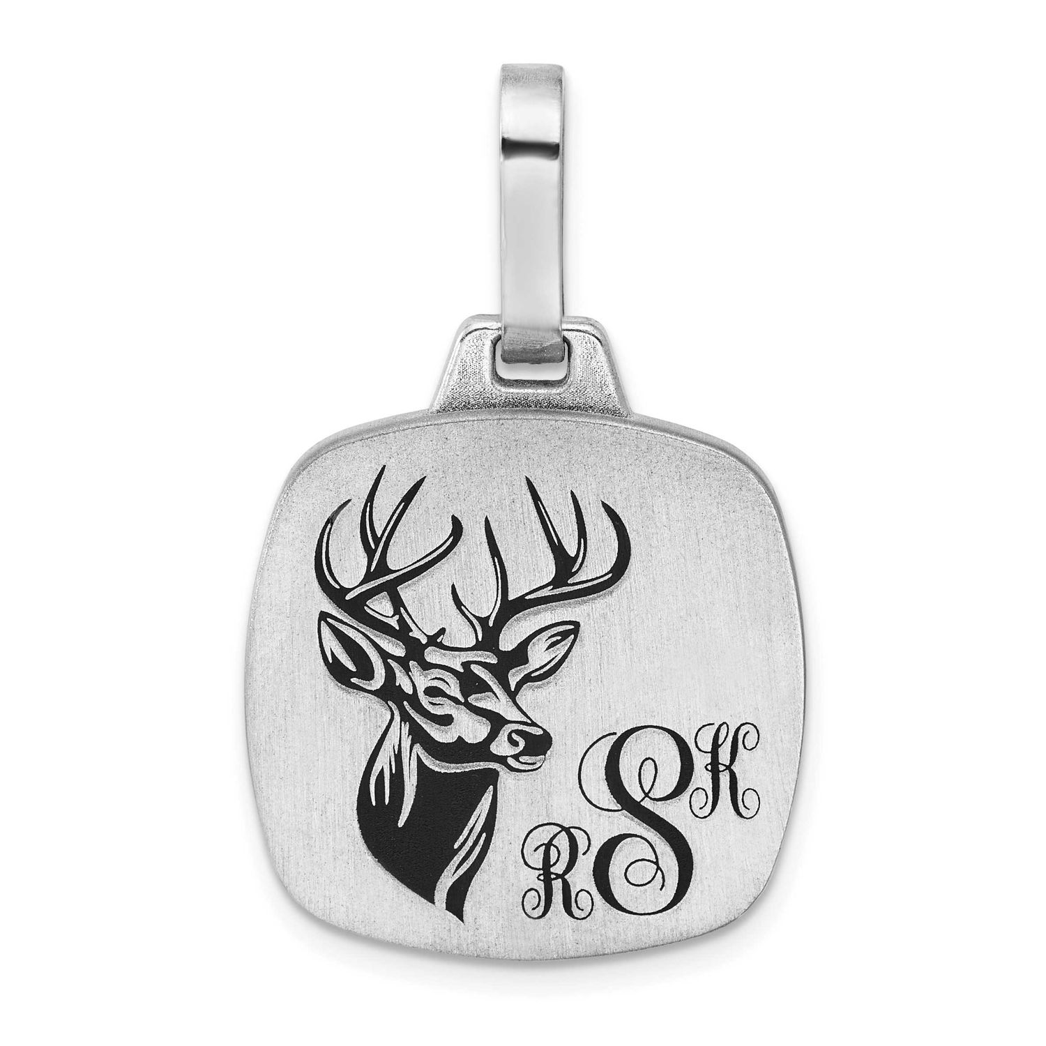 Satin and Epoxy Cushion Monogram Pendant Sterling Silver Rhodium-plated XNA1563SS