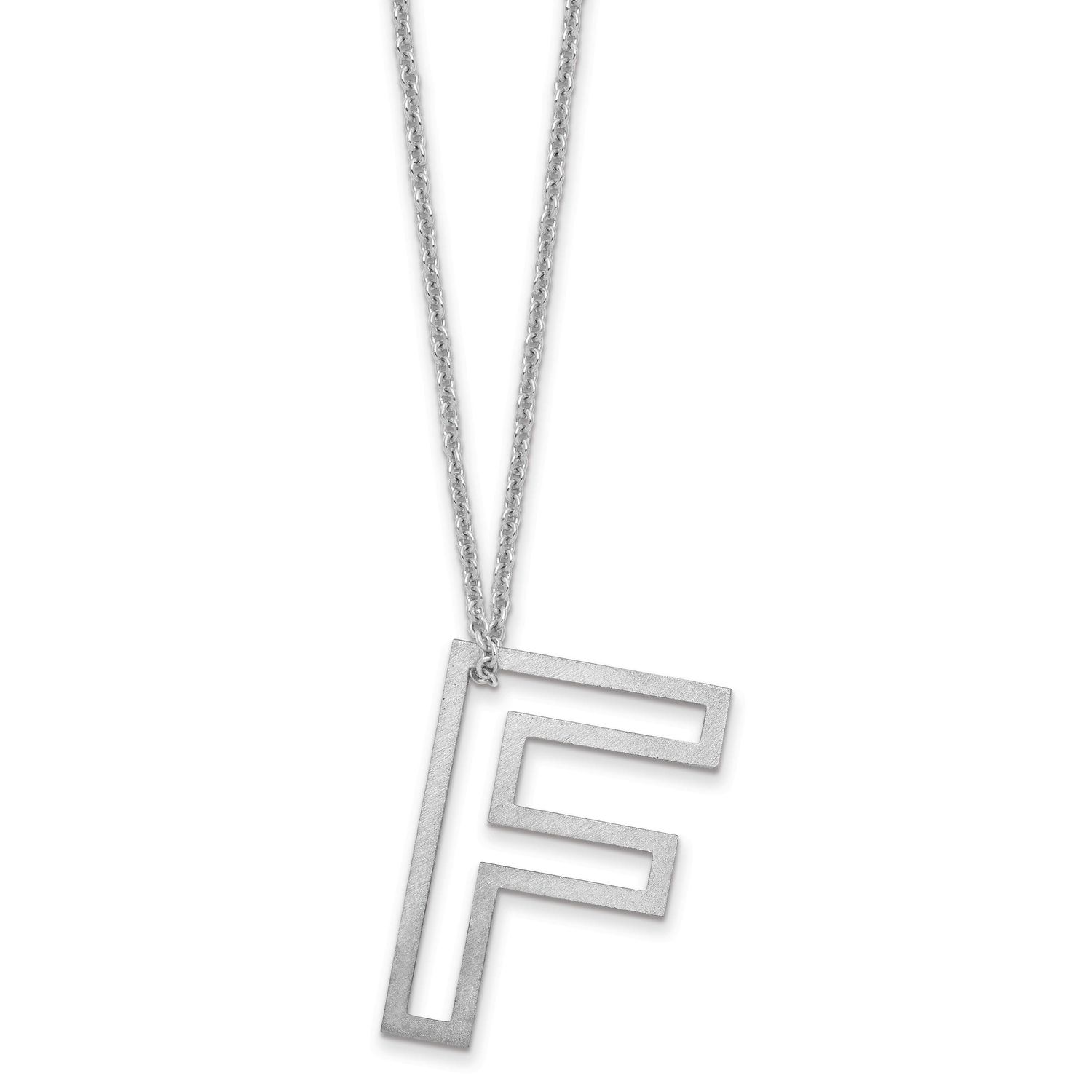 Cut Out Slide Initial F Necklace 14k White Gold XNA1474W/F